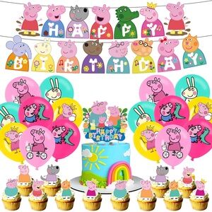 Peppa Pig Party Decorations Set - Pink, Blue, Yellow